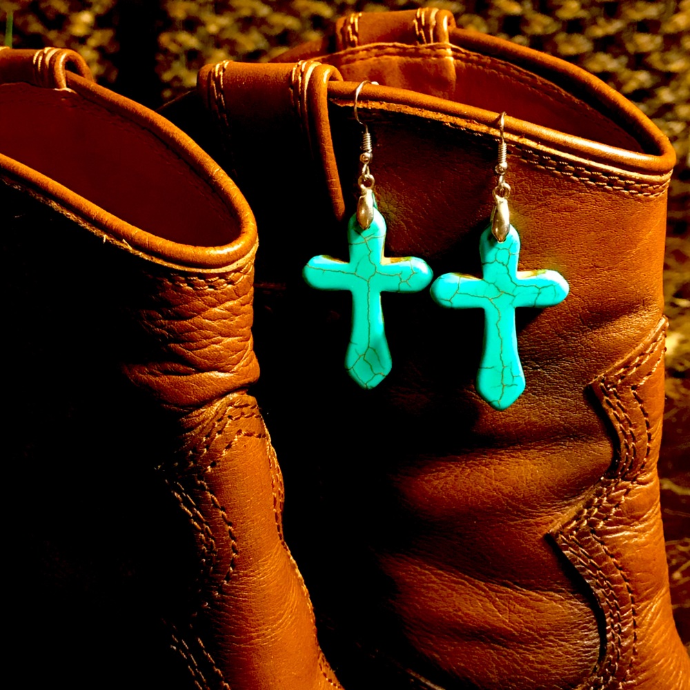 🤠 Turquoise Cross Earrings 🤠
